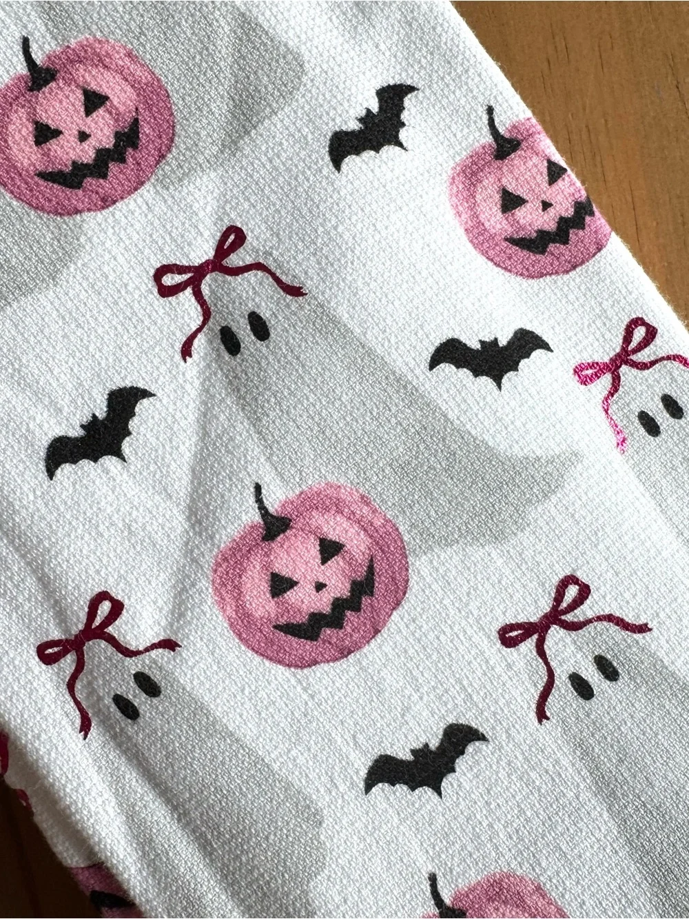 Coquette Ghosts with Sparkly Pink Bows Pumpkins & Bats Halloween Hand Towel Set